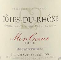 2012 J.L Chave Selections Cotes du Rhone Mon Coeur